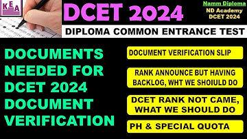 What Document Needed for DCET 2024 DOCUMENT VERIFICATION |Verification Schedule |DCET Rank not Came