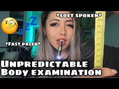 ASMR unpredictable body examination 🧐😴🛌 (lots of personal attention)