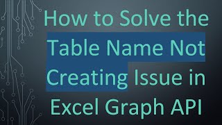 How to Solve the Table Name Not Creating Issue in Excel Graph API