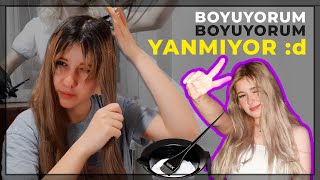 İşlem Görmüş Saçlarimi Tekrar Açtik Evde Saç Açma Küllü Sarı Saç Boyama