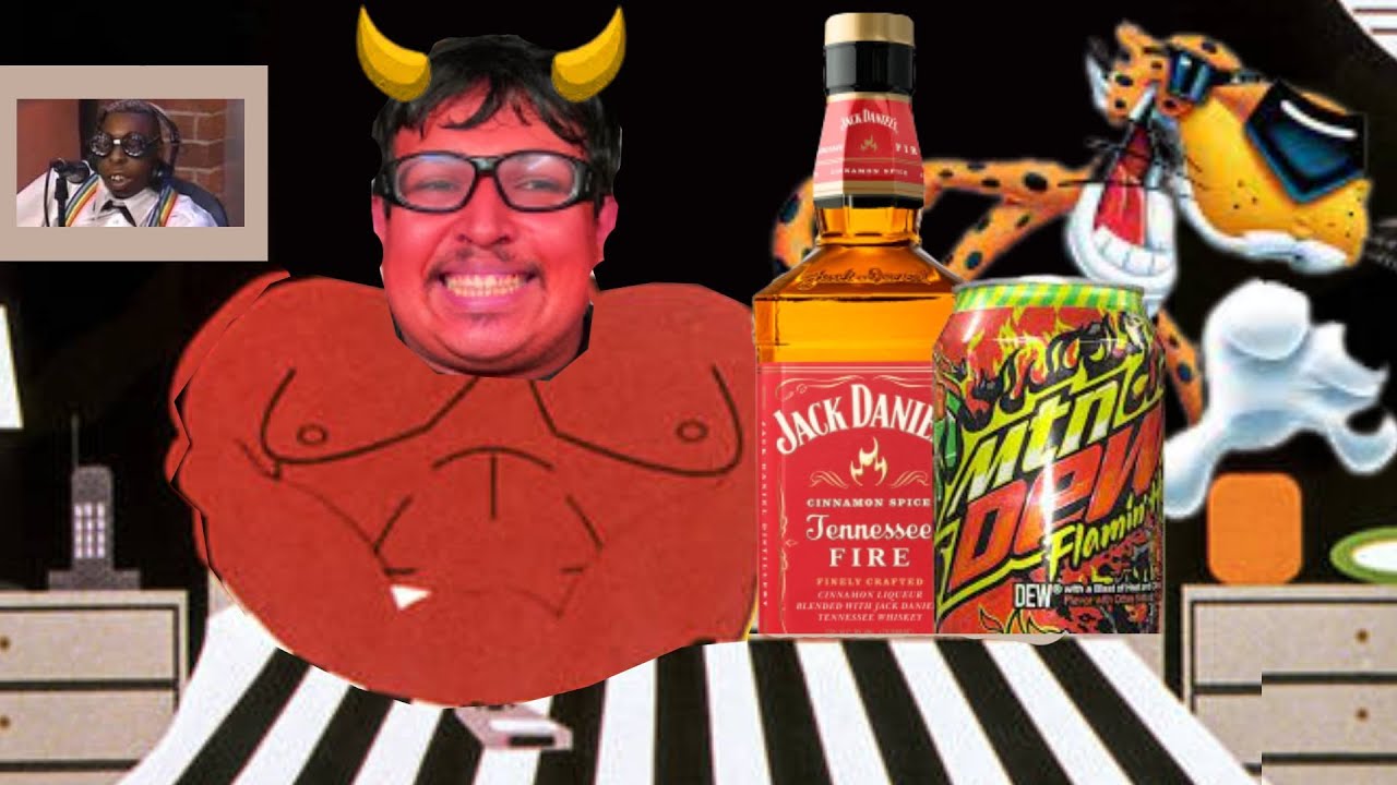 Jack Daniels Fire Whiskey con Mountain Dew Flamin Hot
