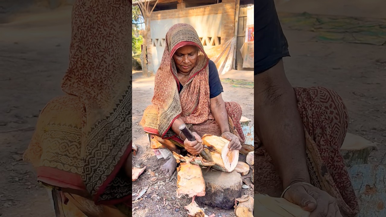 Watch an 80-year-old aunt peeling mahogany tree bark 
