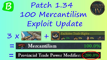 EU4, Patch 1.34 Update - Bug/Exploit - 100 Mercantilism Via Estate Privileges