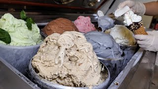 Приготовление настоящего жевательного итальянского домашнего мороженого - Корейская уличная еда
