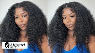 MOST NATURAL CURLY V-PART EVERYDAY WIG 🔥 | QUICK AND EASY GLUELESS WIG INSTALL ft. Alipearl Hair