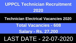 UPPCL Technician Recruitment 2020 |UPPCL Technician Electrical Online Form 2020 | UPPCL Vacancy 2020