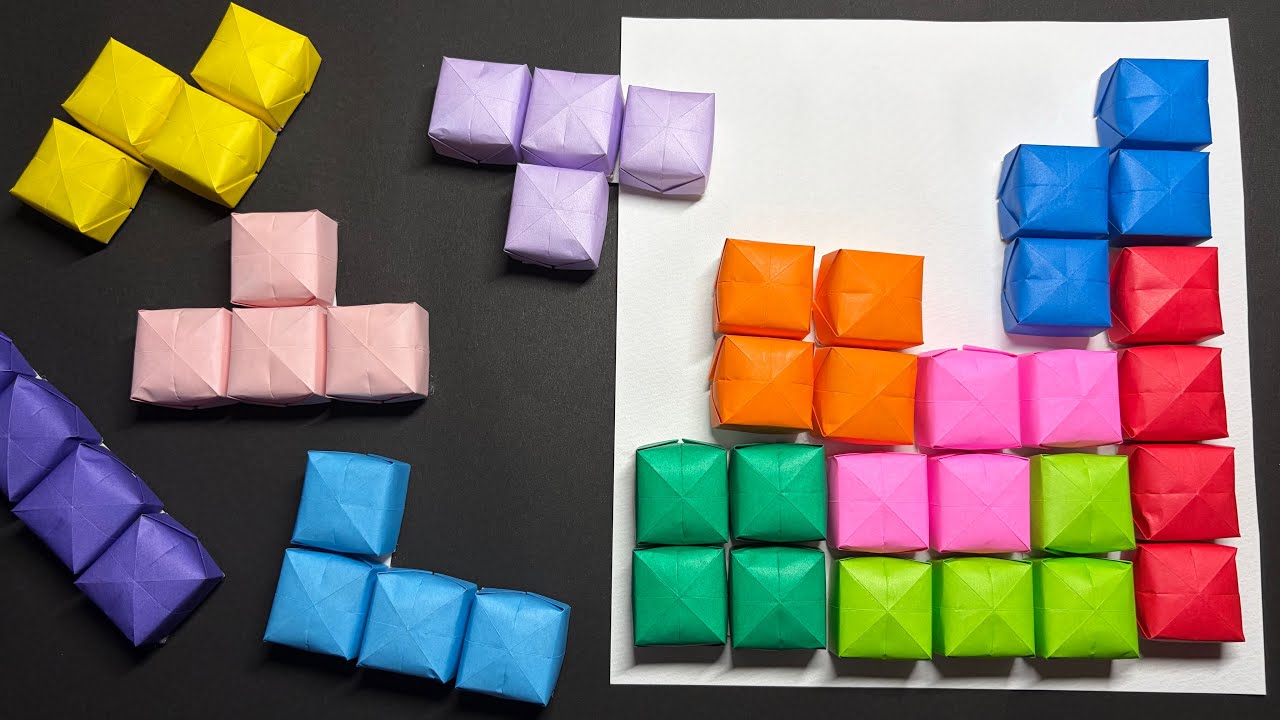 🌈origami🌈］How to make a paper squeeze Tetris using origami