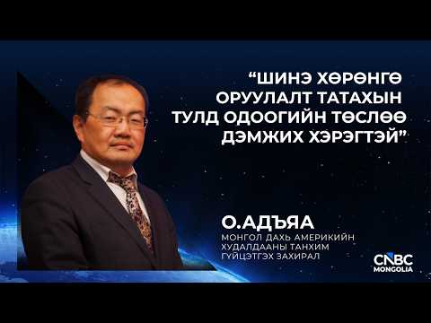 О.АДЪЯА: “ШИНЭ ХӨРӨНГӨ ОРУУЛАЛТ ТАТАХЫН ТУЛД ОДООГИЙН ТӨСЛӨӨ ДЭМЖИХ ХЭРЭГТЭЙ”