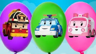 Видео для детей. Сюрпризы. Игрушки. Робокар Поли. Magic balloons surprise for kids. Learn colors.