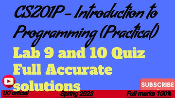 CS201 p Quiz no 10 ||CS201P - Introduction to Programming (Practical)||Lab 9 and 10 Quiz
