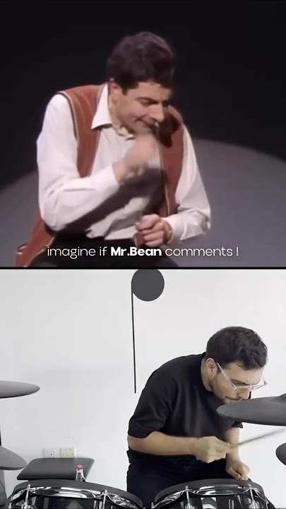 Mr. Bean imagines playing the drums