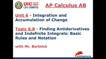 AP Calculus AB - 6.8 Finding Antiderivatives and Indefinite Integrals: Basic Rules and Notation