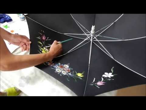 傘　アームカバー　薔薇　手描き　トールペイント 薔薇 日傘 トールペイント 傘 晴雨兼用 バラ 花 ばら 白 ピンク