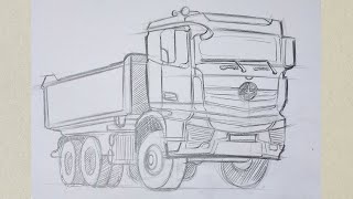 Adım Adım Kolay Mercedes Kamyon Çizimi - How to Draw a Mercedes Truck Easy Step by Step