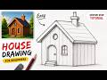 Easy Cute House Drawing for Beginners | Simple Pencil Sketch Tutorial Step by Step #easydrawing