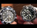 Dial comparison: Grand Seiko 600m Pro Diver sbgh255 and Seiko Marinemaster 300 Tuna sbbn031