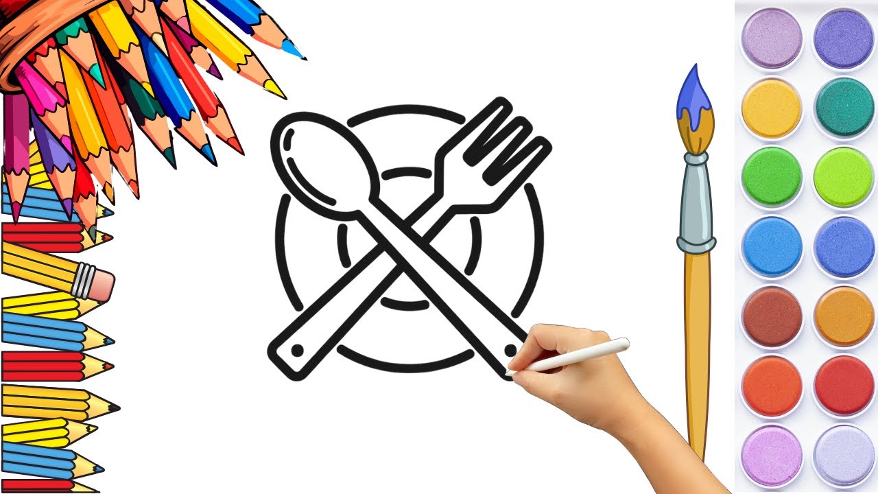 How To Draw cute Dinner plate Drawing, Painting & Coloring For Kids and ...