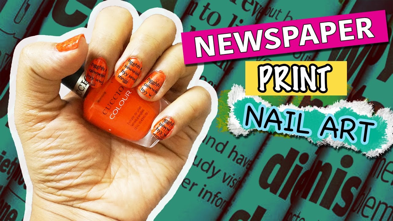 Easy Newspaper print nail art tutorial quick and easy YouTube