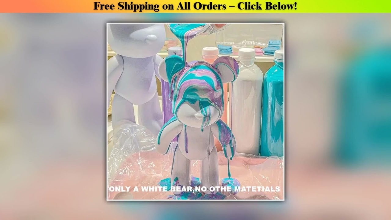 DIY Fluid Bear Sculpture Handmade Bearbrick Doll Ornaments Violent Bear Graffiti Painting Parent