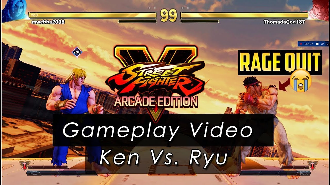 Sf5 Ryu Rage SFV 5 - Ken vs. Ryu...Rage Quitting... - YouTube