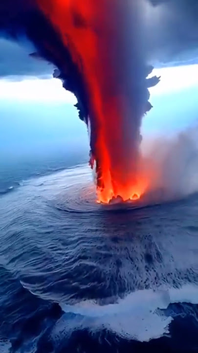 समुद्र के बीच में हुआ ज्वालामुखी विस्फोट 😱😱😱 #volcanoeruption #icelandvolcano#fireshortfeed