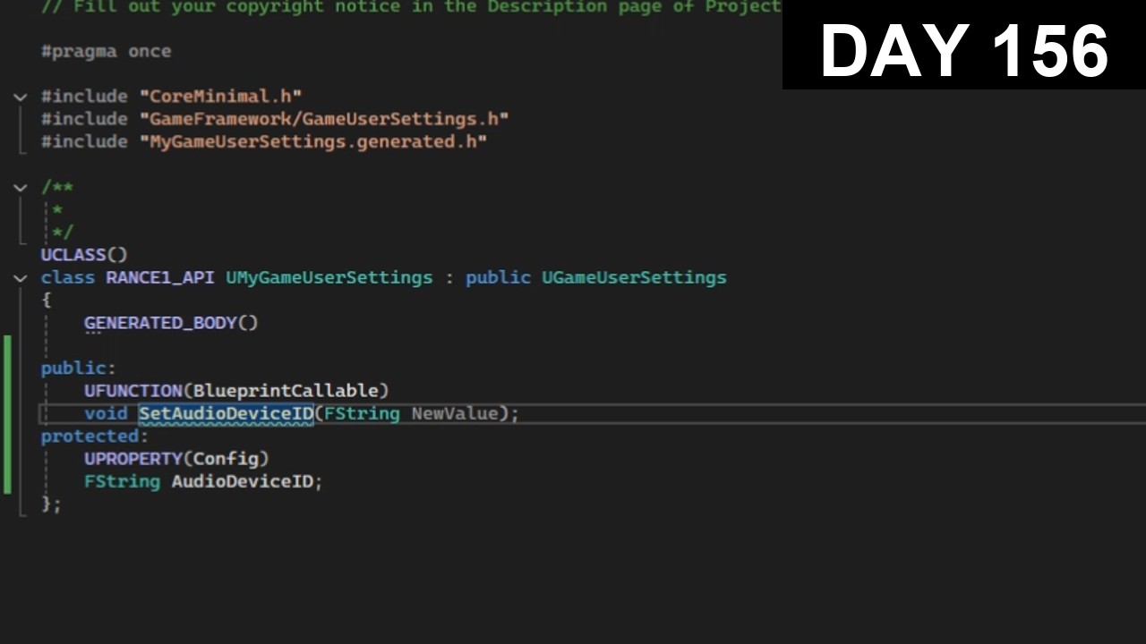 Day 156 Project Rance — Custom Game User Settings