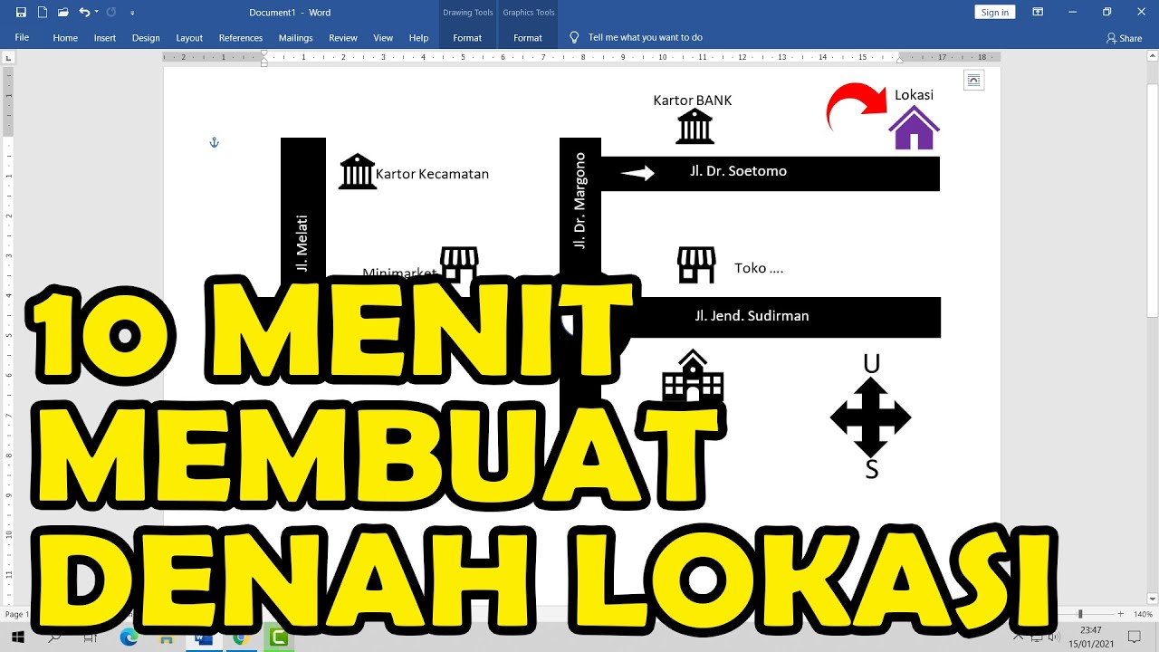 Cara Membuat Denah Lokasi dengan Ms Word - YouTube - Cara Buat Denah Lokasi Di Word