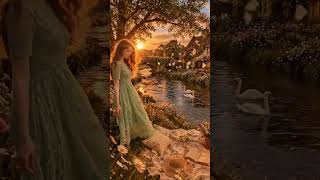 A woman enjoys a peaceful picnic by the riverside #shortvideo
