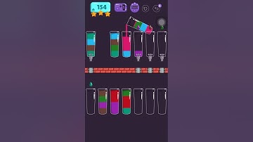 Cups - water sort puzzle | level 154 | ⭐️⭐️⭐️