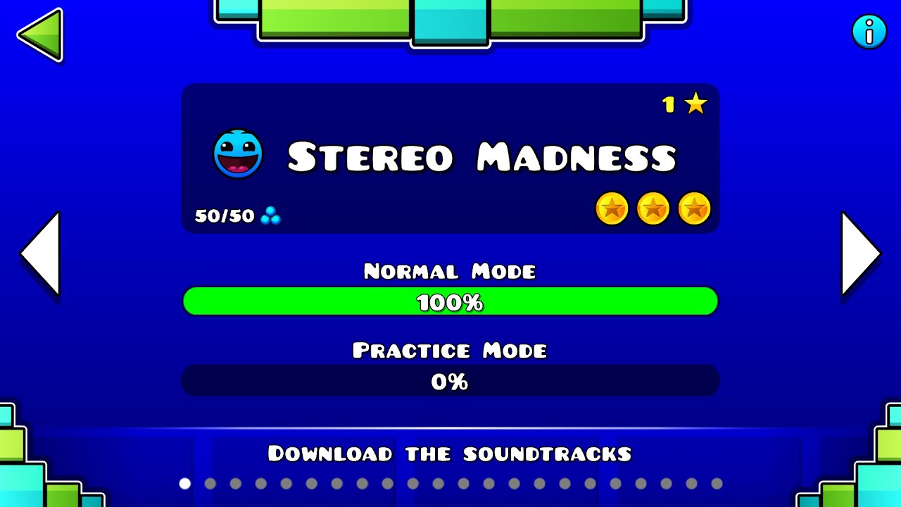 [Geometry Dash] Level 1 : Stereo Madness 100% Complete (All Coins) [4K]