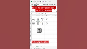 #excel ‘de klavyeden satır ve sütun ekleme #shorts