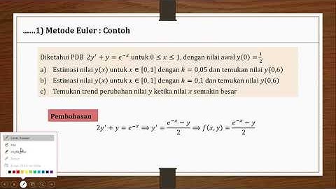Metnum: PDB-(bagian 1) Contoh Menerapkan Metode Euler untuk Menemukan solusi numerik dari PDB