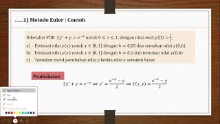 Metnum: PDB-(bagian 1) Contoh Menerapkan Metode Euler untuk Menemukan solusi numerik dari PDB