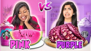 Eating Only PINK💗 Vs PURPLE💜 food for 24 HOURS Challenge!! 😋*went yummy*🤩