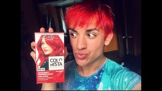 DYING MY HAIR RED AT HOME | Brown to Red L'Oreal Paris Colorista Permanent Hair Dye - YouTube