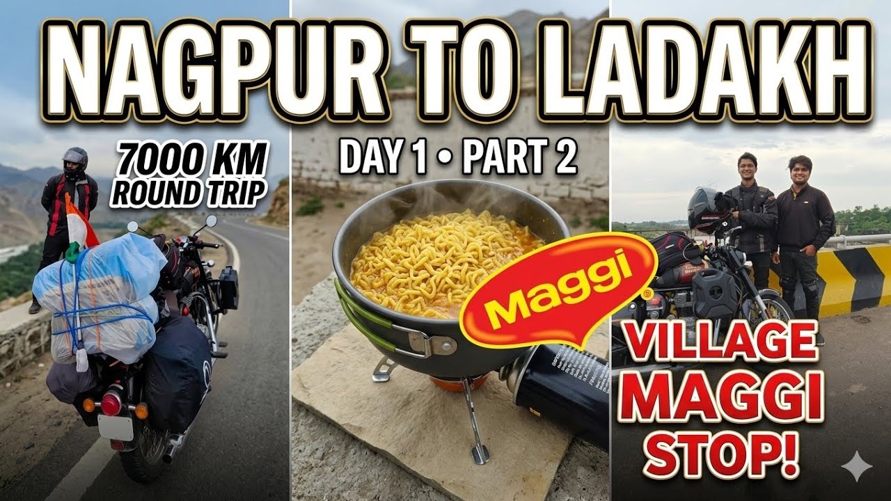 Nagpur to ladakh Bike Road Trip with pillion | COOKING out in a Village | RE Classic 350 Reborn 2023