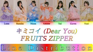 FRUITS ZIPPER (フルーツジッパー) - Dear You (キミコイ) {Color Coded Lyrics + Line Distribution}