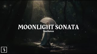 Moonlight Sonata (Beethoven) | relaxing ambient music, piano with rain