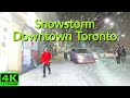 4kfirst snow in toronto 2024  downtown toronto snow storm walk on yonge street