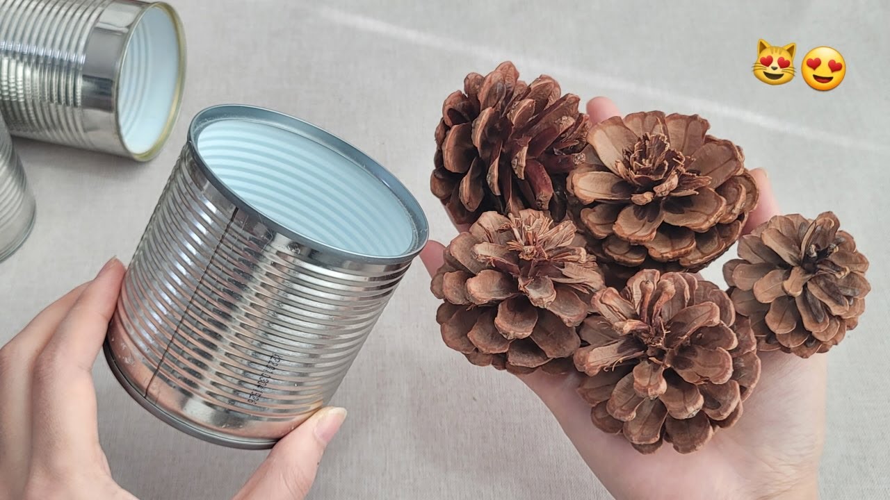 Это так красиво! Удивительная идея из пустых банок и сосновых шишек - Лучшие отходы - Своими руками