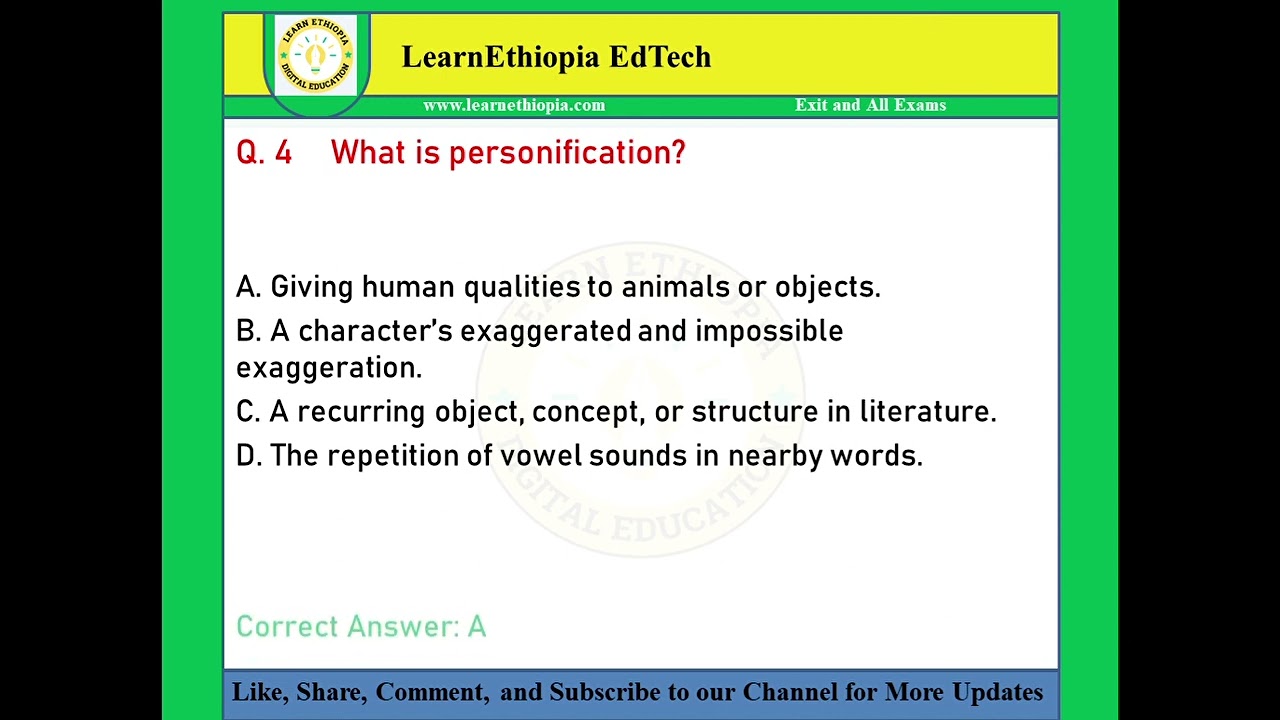 Fundamentals of Literature | Model Exit Exam Questions for English Exit Exam