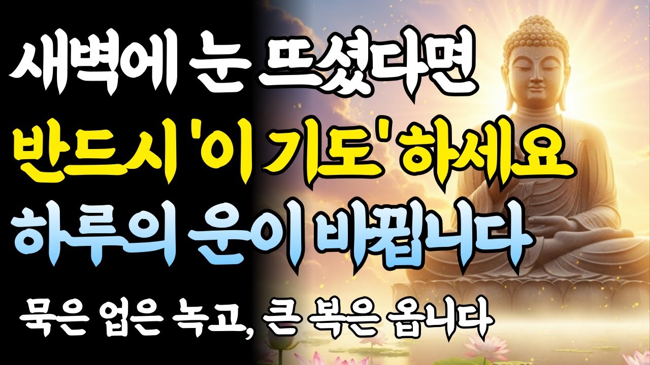 아침에 눈뜨면 가장 먼저 이 기도부터 하세요. 하루의 운명이 기적처럼 바뀝니다ㅣ금강경 천수경ㅣ부처님 말씀ㅣ불교 명상