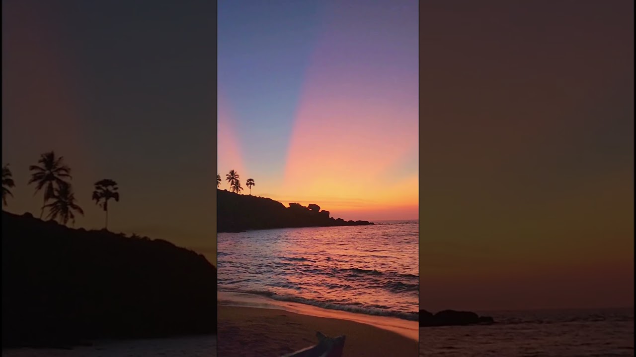 Beautiful sunset view from Kovalam Beach 