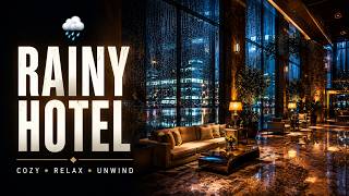 🌧️ Rainy Hotel Lobby Ambience | Cozy Music for Sleep, Study & Relax | 3 Hours