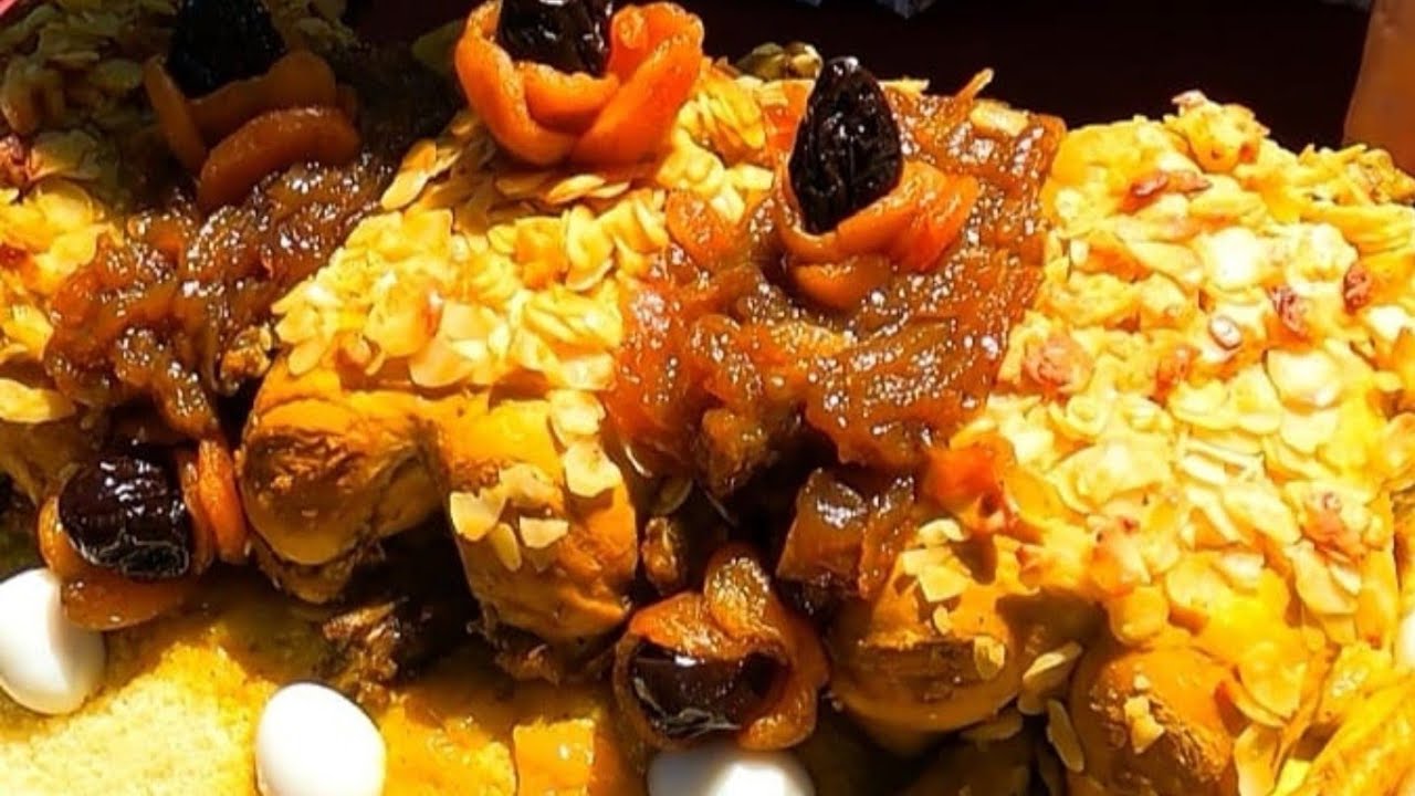 حصري/طريقة لتحضير الكسكس🇲🇦الدجاج بالفواكه الجافة معسلة مع تفاية التفاح معلكة بمذاق عمرك ذقتي بحالو👌