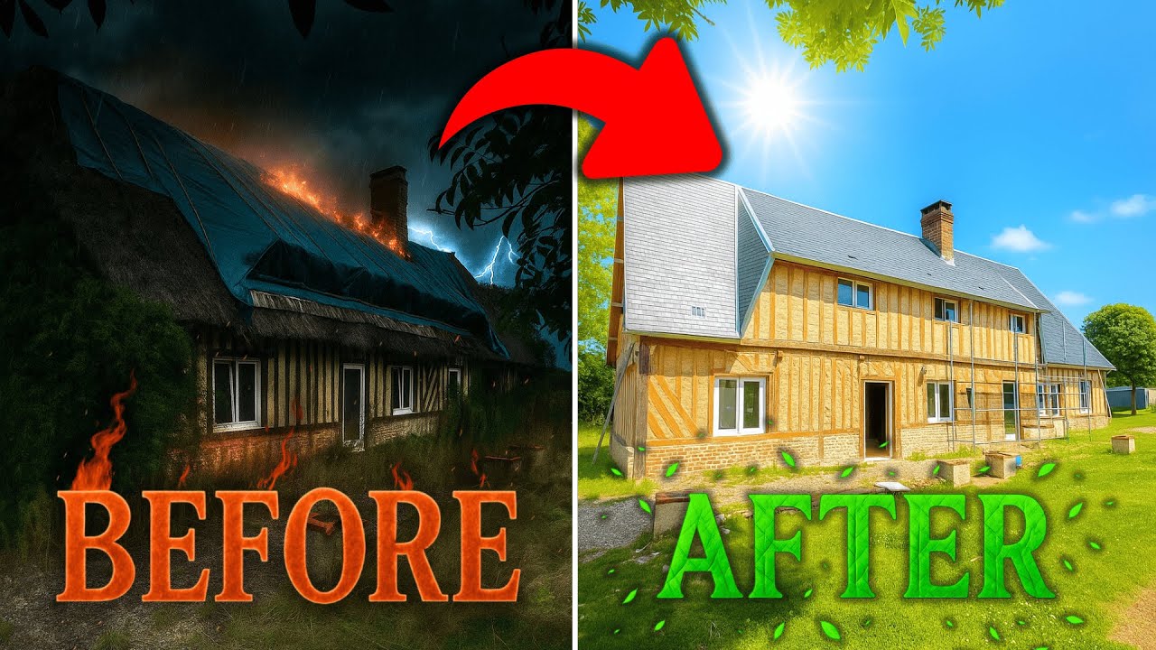 TIMELAPSE RENOVATION - REBUILDING A BURNED FRENCH HOUSE IN 20 MINUTES 🔥