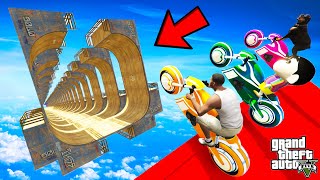 FRANKLIN TRIED IMPOSSIBLE DEEPEST WOODEN RAMP JUMP CHALLENGE IN GTA 5 | SHINCHAN and CHOP