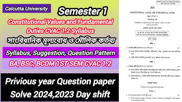 CVAC-1.2 Constitutional Values and Fundamental Duties question paper 2024, 2023 Calcutta University