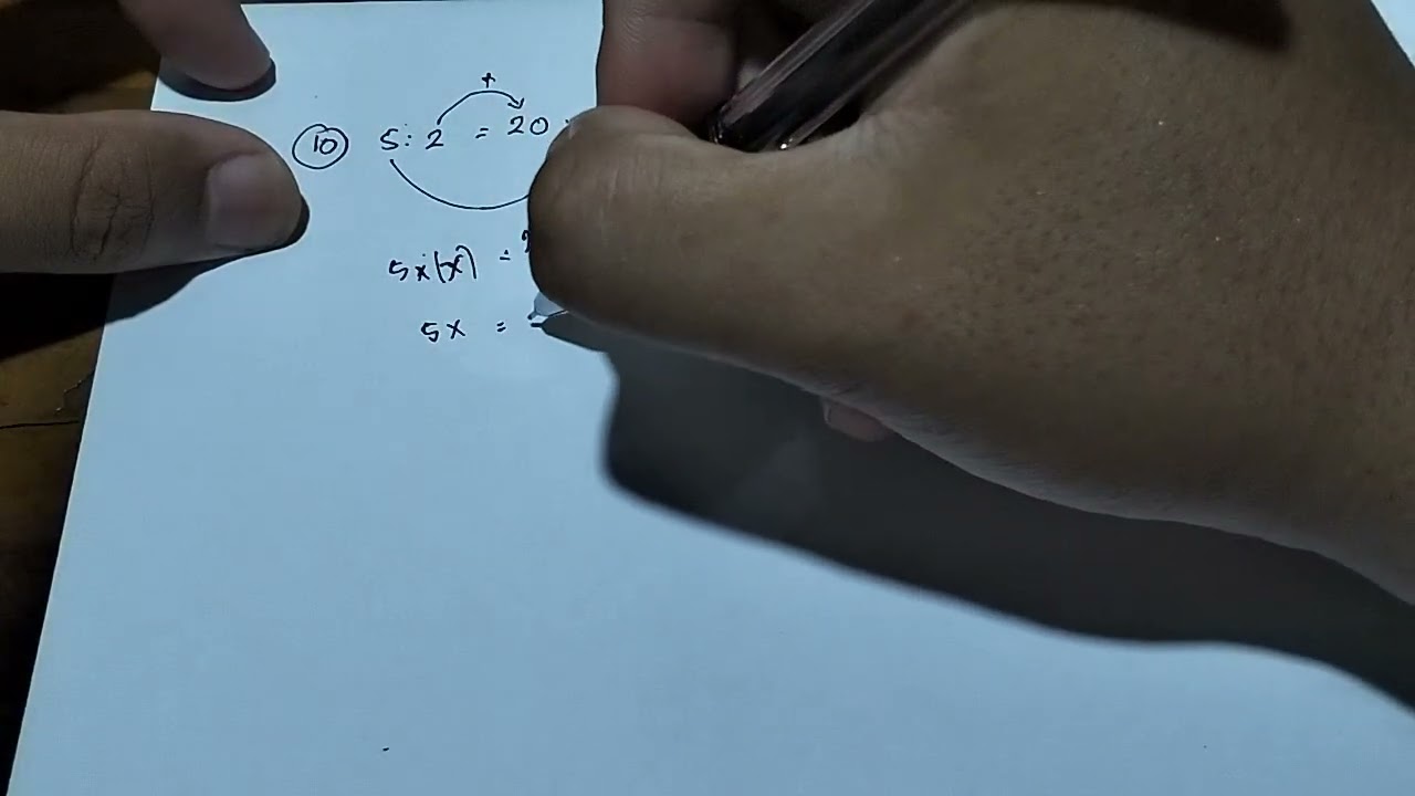 5:2=20:x | selesaikan persamaan dan perbandingan di bawah ini  5:2=20:x