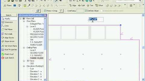 Easy Revit  (2009) - 23 - Create  Roof (by footprint)